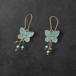 Turquoise Bohemian Butterfly Dangle Earrings
